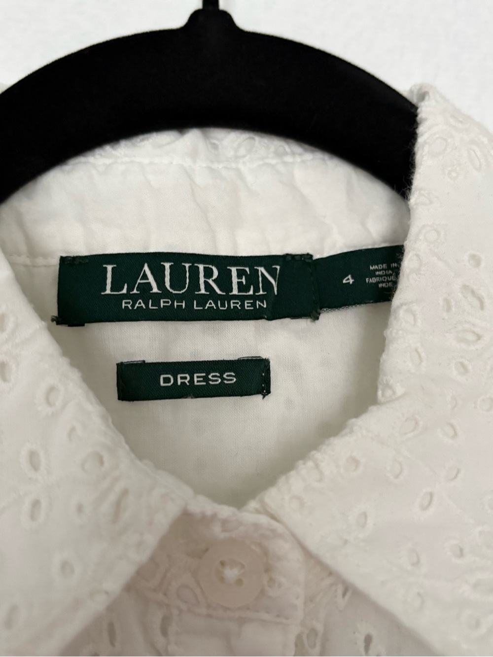 Lauren Ralph Lauren White Eyelet Sleeveless Shirt Dress Size 4 - Picture 6 of 8